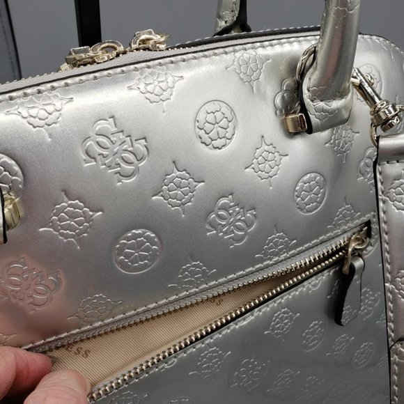 Guess Peony Dome Satchel and Wallet/Clutch in Silver - Picture 3 of 11